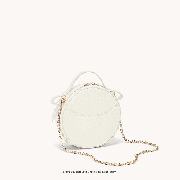 circa bag pebbled cream side view with gold chain
