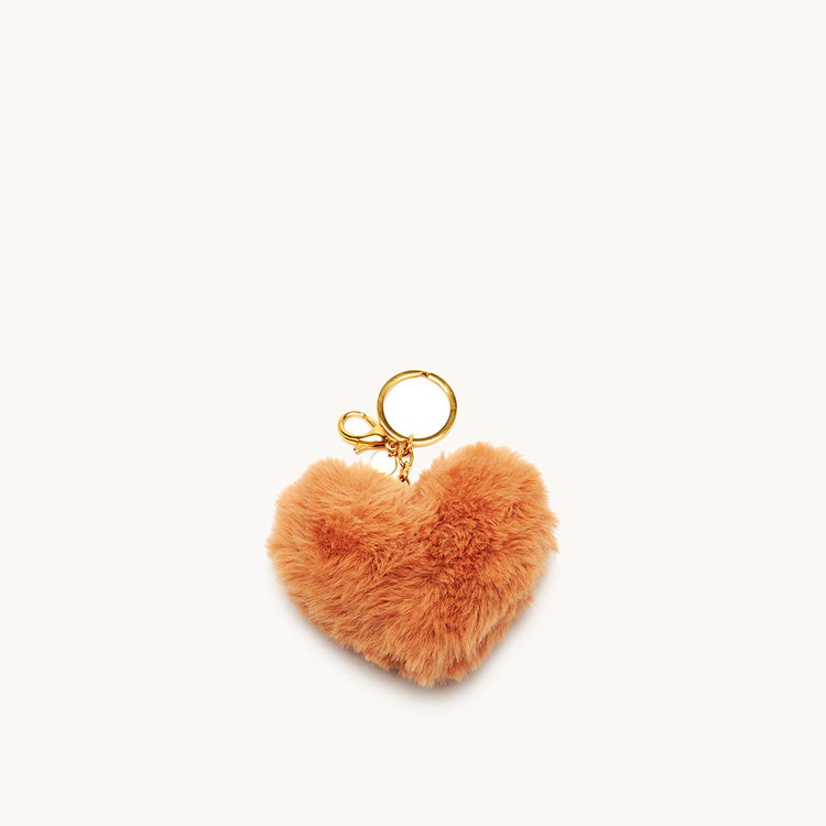 Faux-fur lucky keychain in caramel front view.