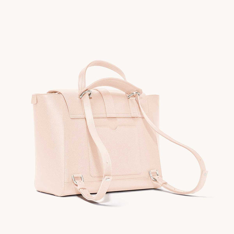 Maestra Bag Pebbled Blush with Silver Hardware Back View