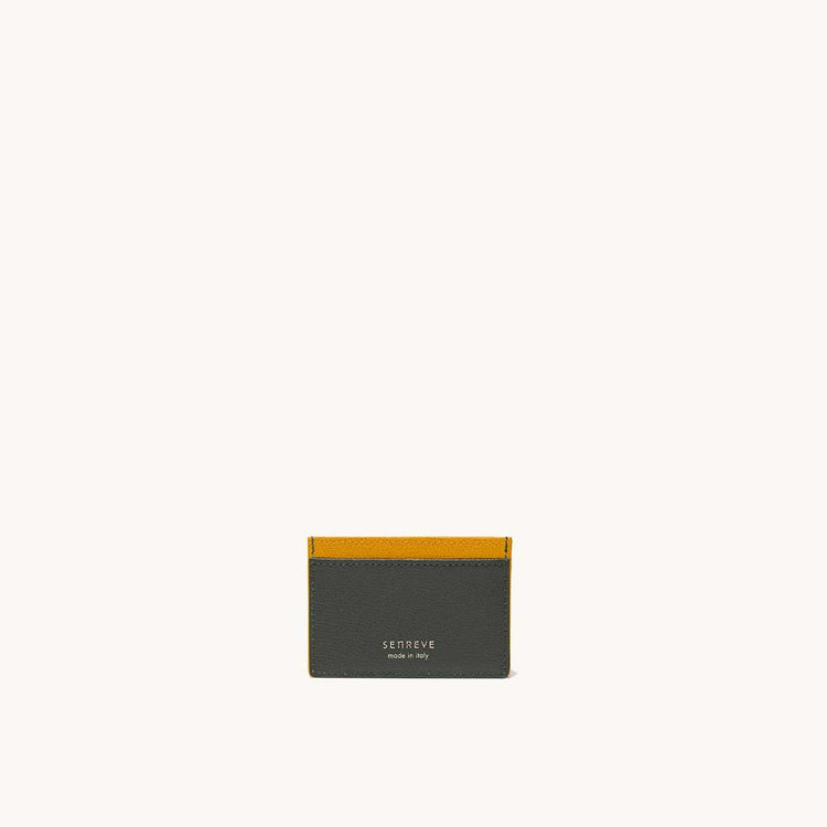 Slim Card Case Pebbled Forest/Turmeric with Gold Hardware Front
 