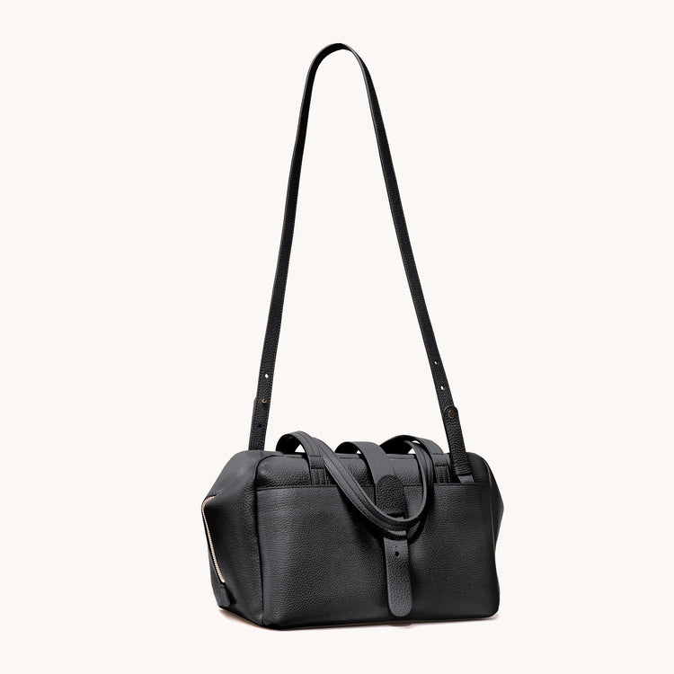 doctor bag dolce charcoal side view with long strap