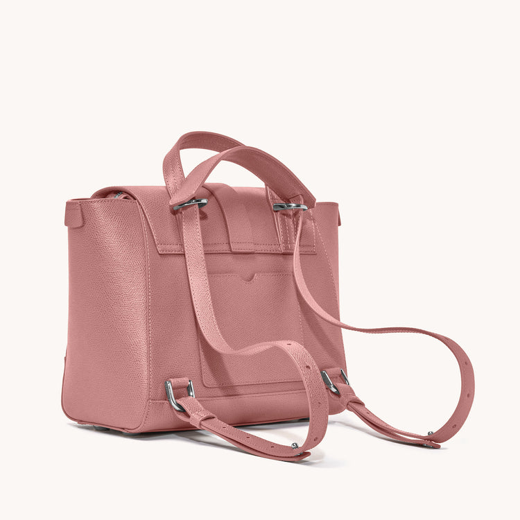 Midi Maestra Bag Pebbled Mauve with Silver Hardware Back View