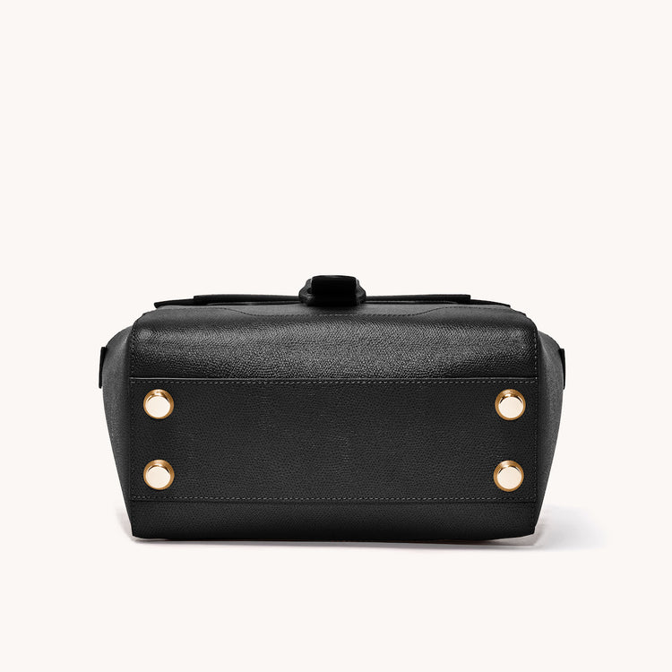 Midi Maestra Bag Pebbled Noir with Gold Hardware Base View with "Feet"