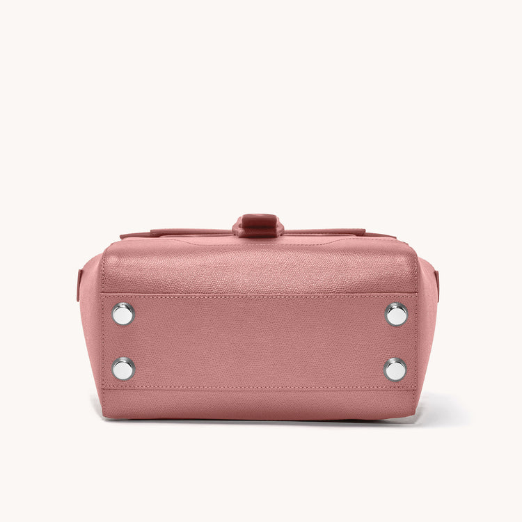 Midi Maestra Bag Pebbled Mauve with Silver Hardware Base View with "Feet"