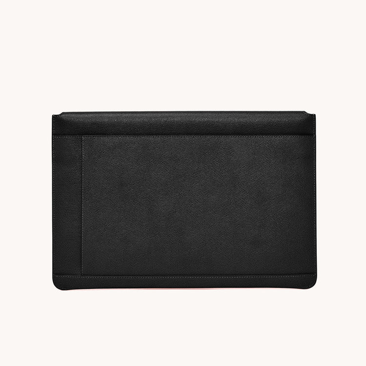 envelope laptop sleeve pebbled noir back view