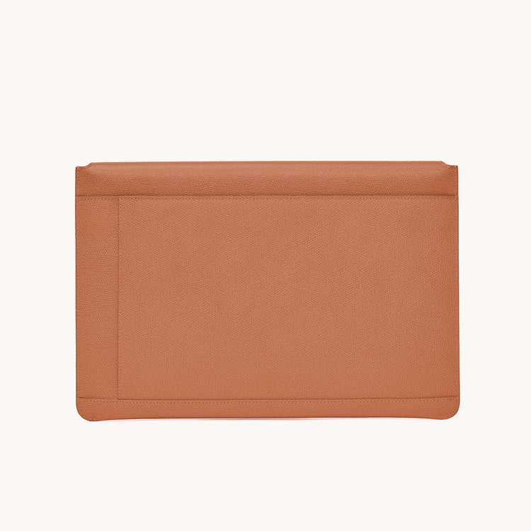 envelope laptop sleeve pebbled chestnut back view