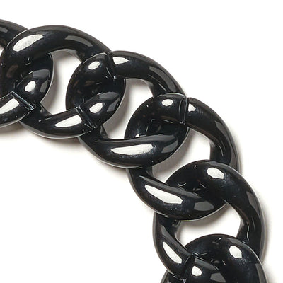 Acetate Chain Link Bracelet Keychain Featuring A Genuine Lea (750310)