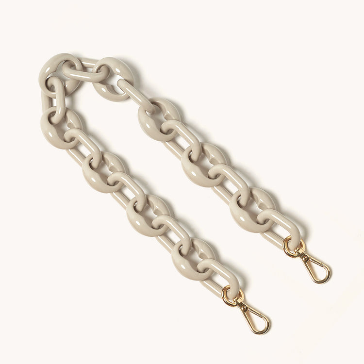infinity acetate chain shoulder in cream angled view