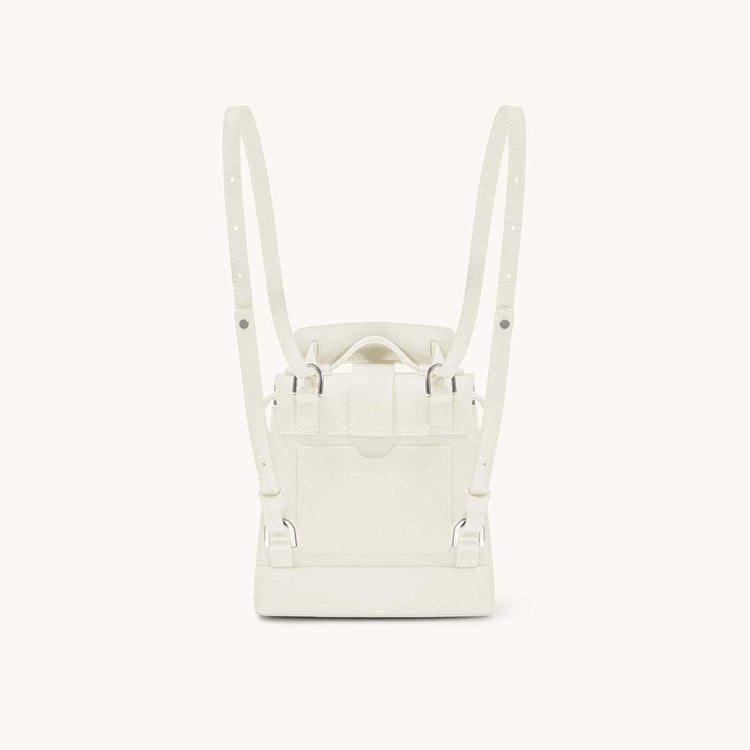 Mini Alunna Bag Pebbled Cream with Silver Hardware Back View