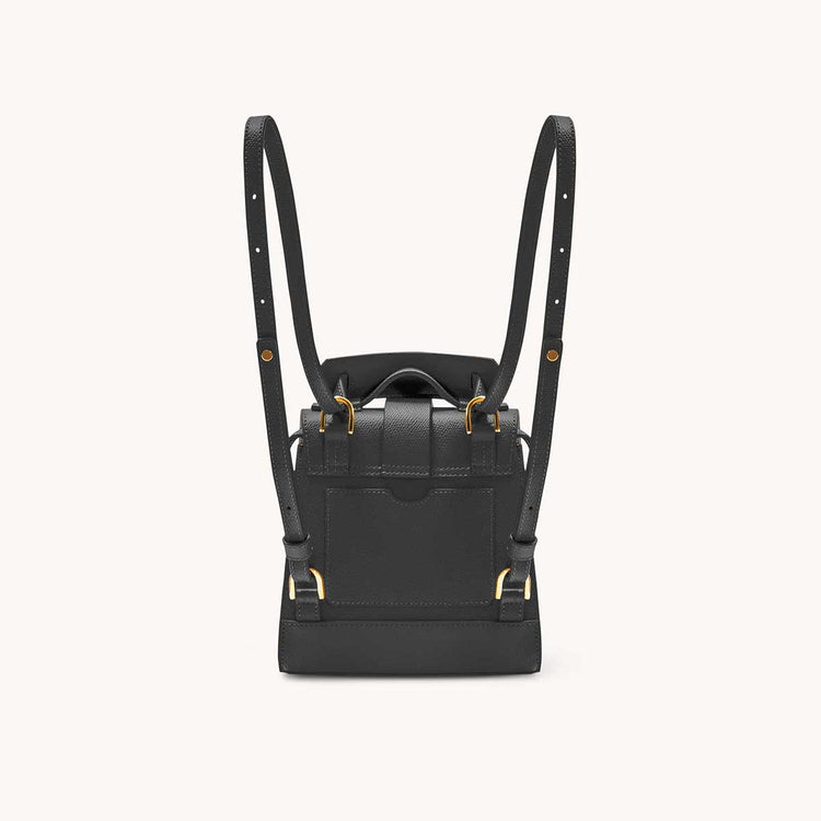 Mini Alunna Bag Pebbled Noir with Gold Hardware Back View