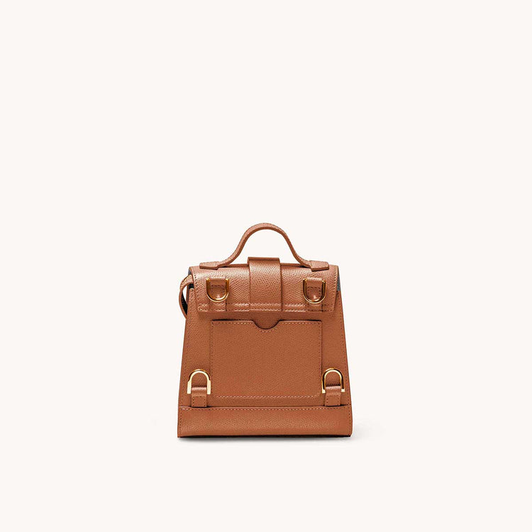 Mini Alunna Bag Pebbled Chestnut with Gold Hardware Back View Without Straps