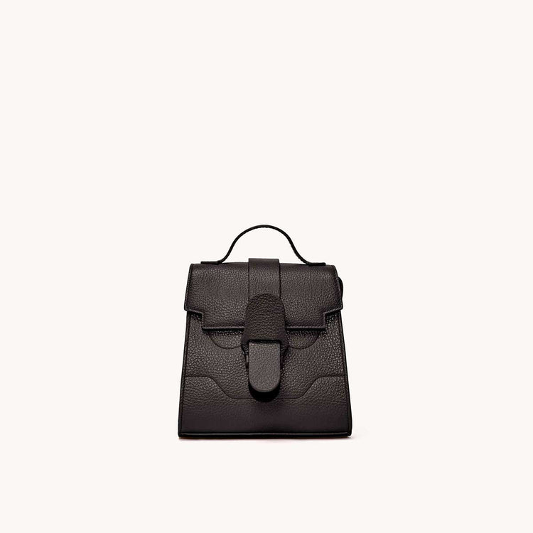 Mini Alunna Bag Dolce Charcoal with Gold Hardware Front View