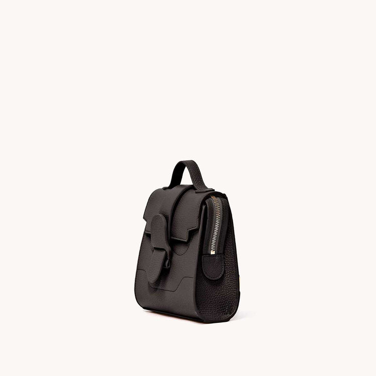 Mini Alunna Bag Dolce Charcoal with Gold Hardware Side View