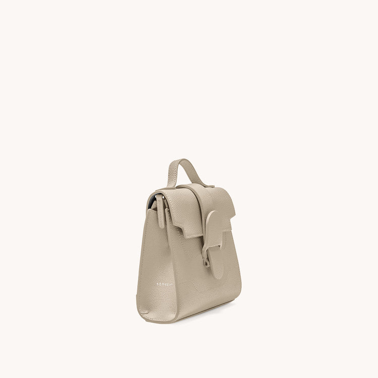 Mini Alunna Bag Pebbled Sand with Silver Hardware Side View