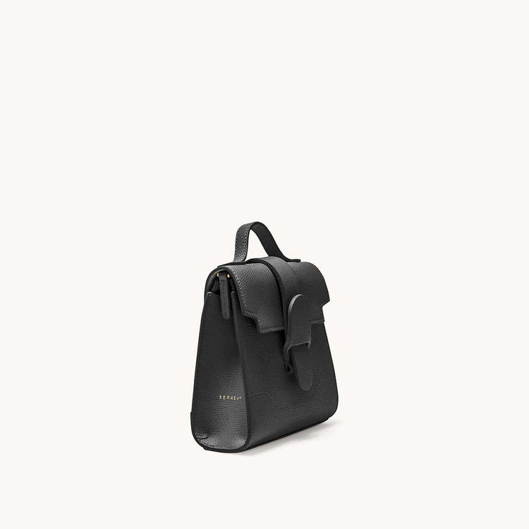 Mini Alunna Bag Pebbled Noir with Gold Hardware Side View