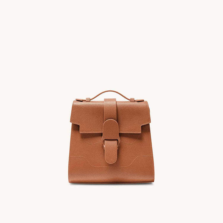 alunna bag pebbled chestnut front view
