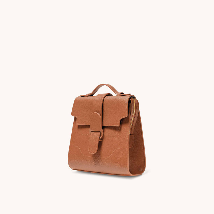 alunna bag pebbled chestnut side view left