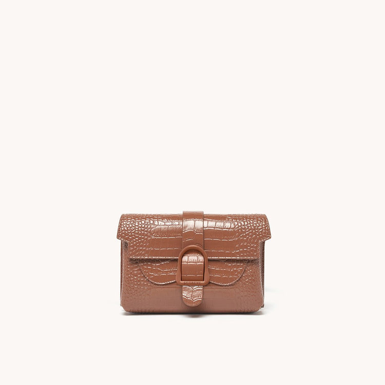 aria elevee belt bag vegan amica walnut front view