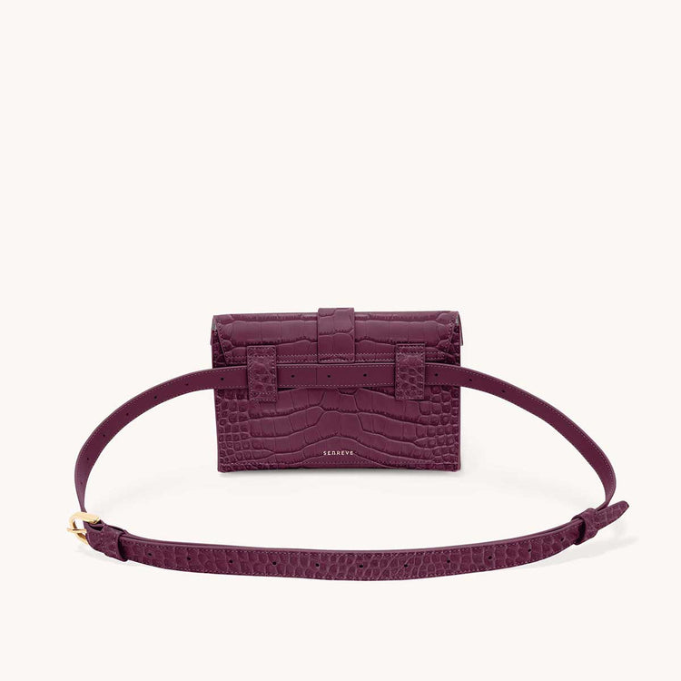 New SENREVE Aria Belt Bag Pebbled Leather Merlot