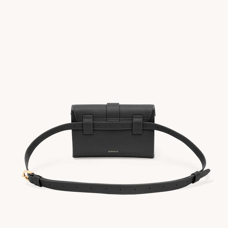 aria belt bag black cactus leather back view