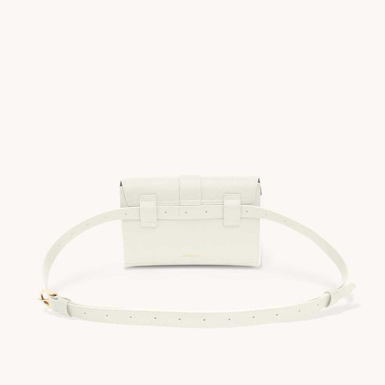 aria belt bag pebbled cream back view