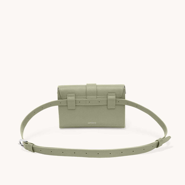 aria belt bag pebbled sage back view