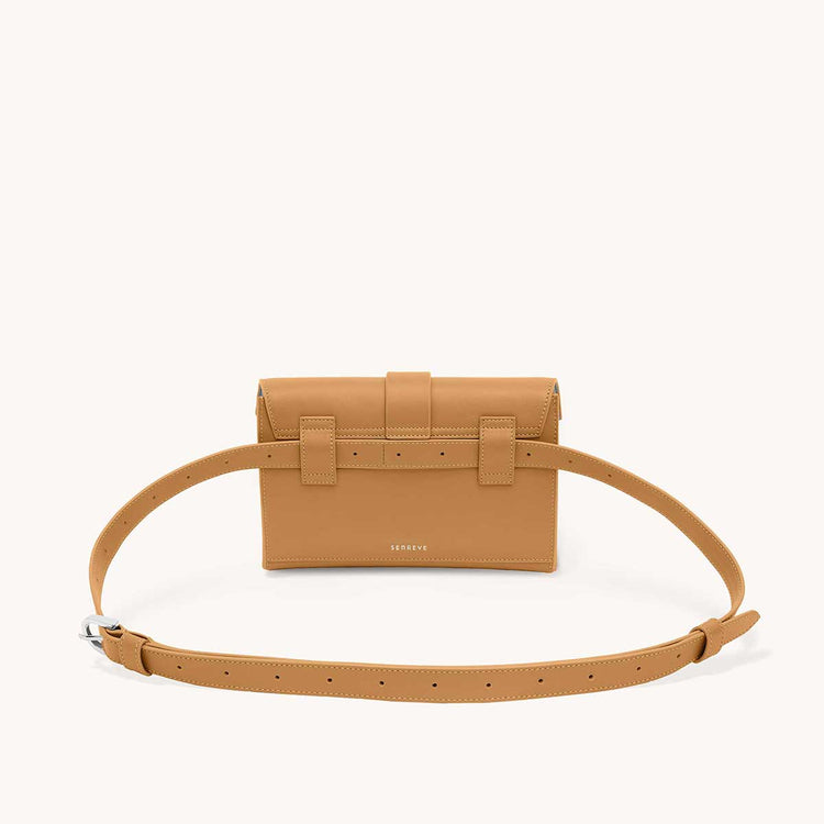 aria belt bag tan cactus leather back view