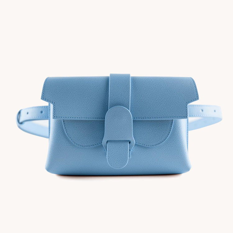 Senreve Coda Belt Bag, blue or beige, silver color hardware NWT; smooth  leather