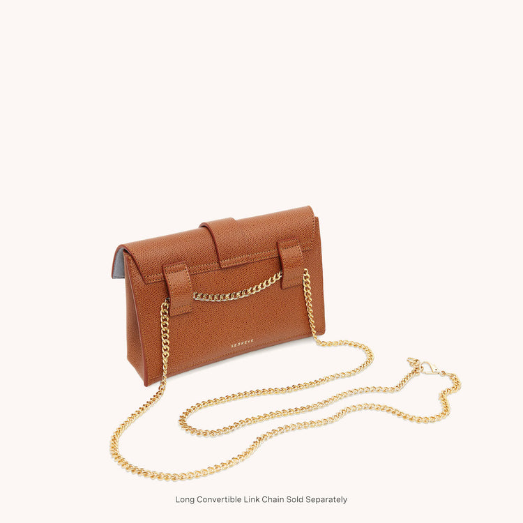 aria belt bag pebbled chestnut with add-on long convertible chain