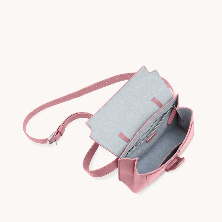 aria belt bag pebbled mauve interior view