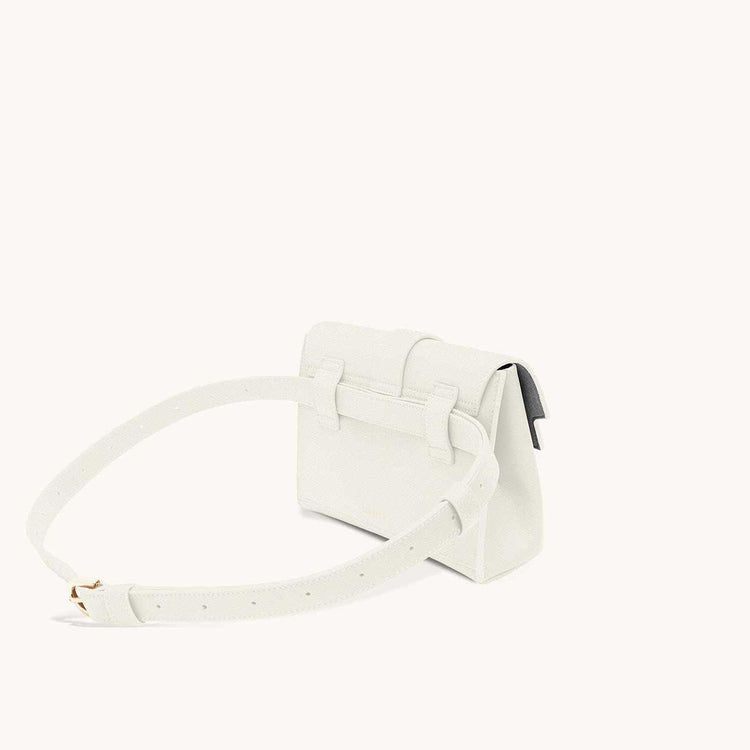 aria belt bag pebbled cream side view