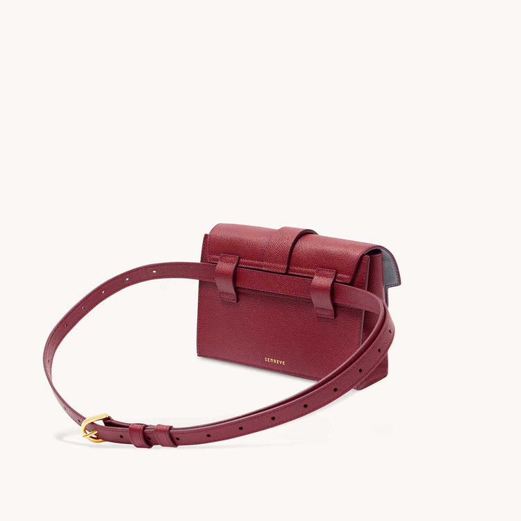 aria belt bag pebbled merlot side view