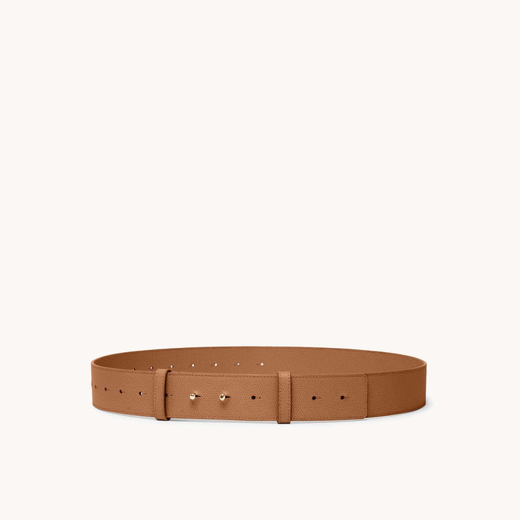 Mini armonica belt in chestnut front view.