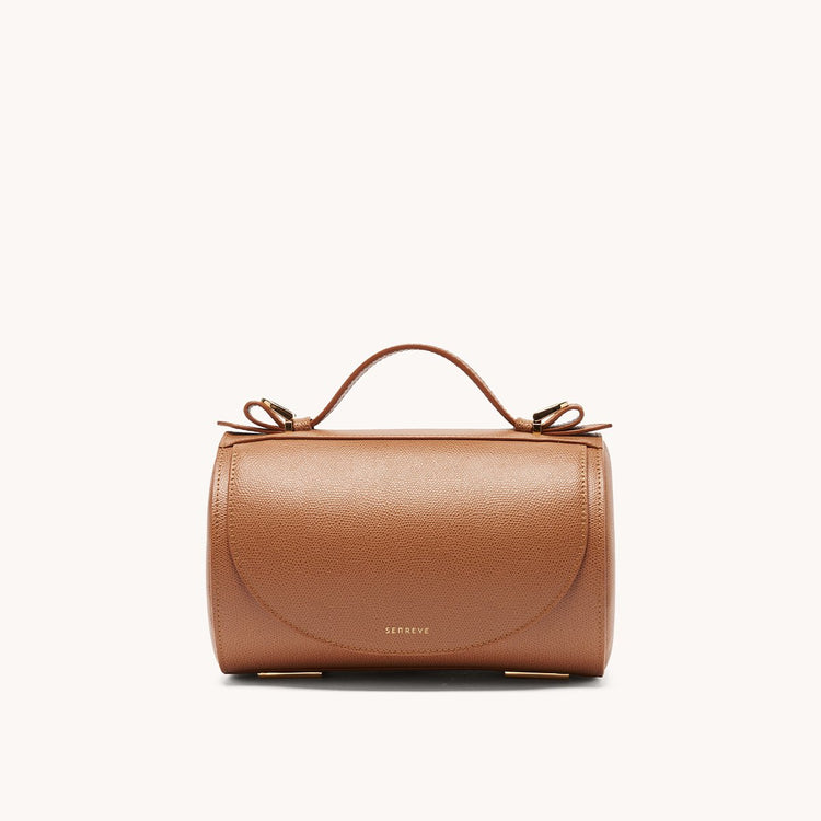 barrel bag pebbled chestnut front view
