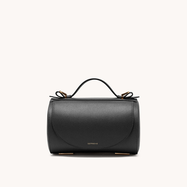 barrel bag pebbled noir front view