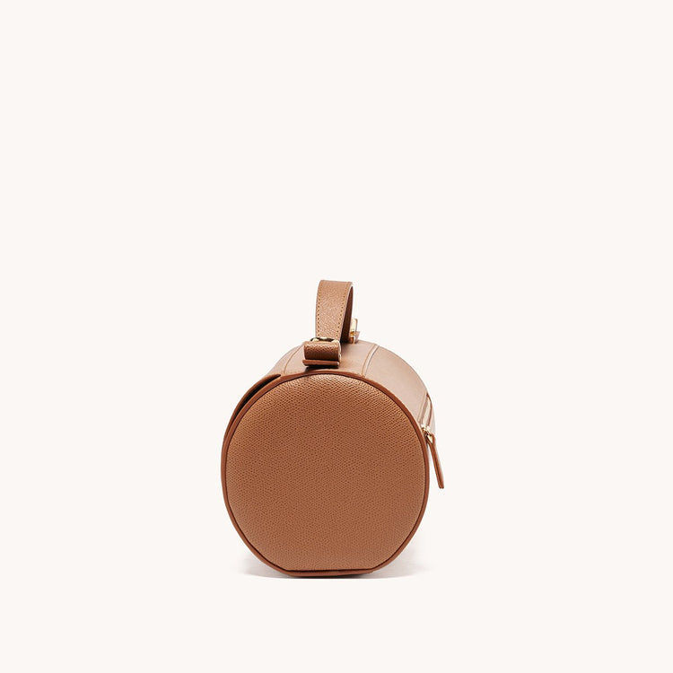 barrel bag pebbled chestnut side view