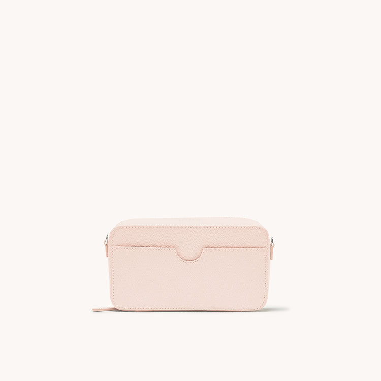 convertible jewelry box bag in pebbled blush back pocket