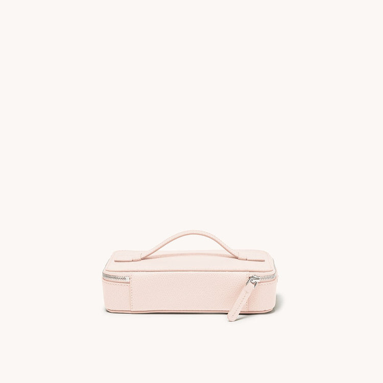 convertible jewelry box bag in pebbled blush back view