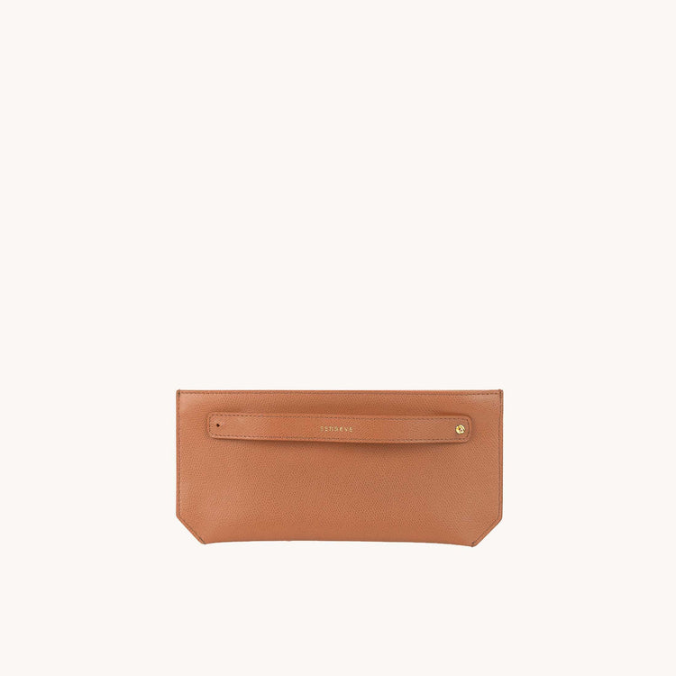 bracelet pouch pebbled chestnut front view