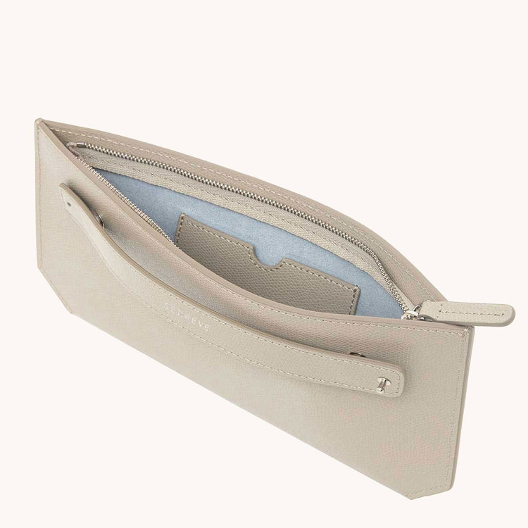 bracelet pouch pebbled sand interior view