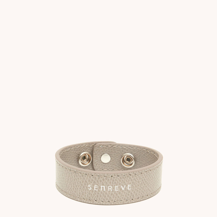 bracelet pouch pebbled sand leather strap
