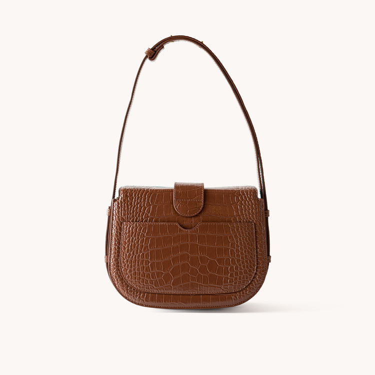 cadence crossbody vegan amica chestnut with gold hardware back view