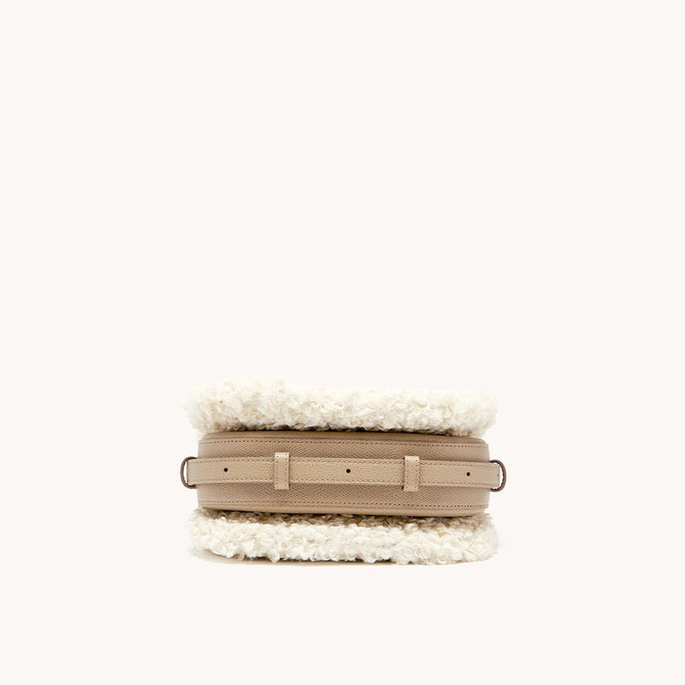 cadence crossbody faux shearling sand bottom view