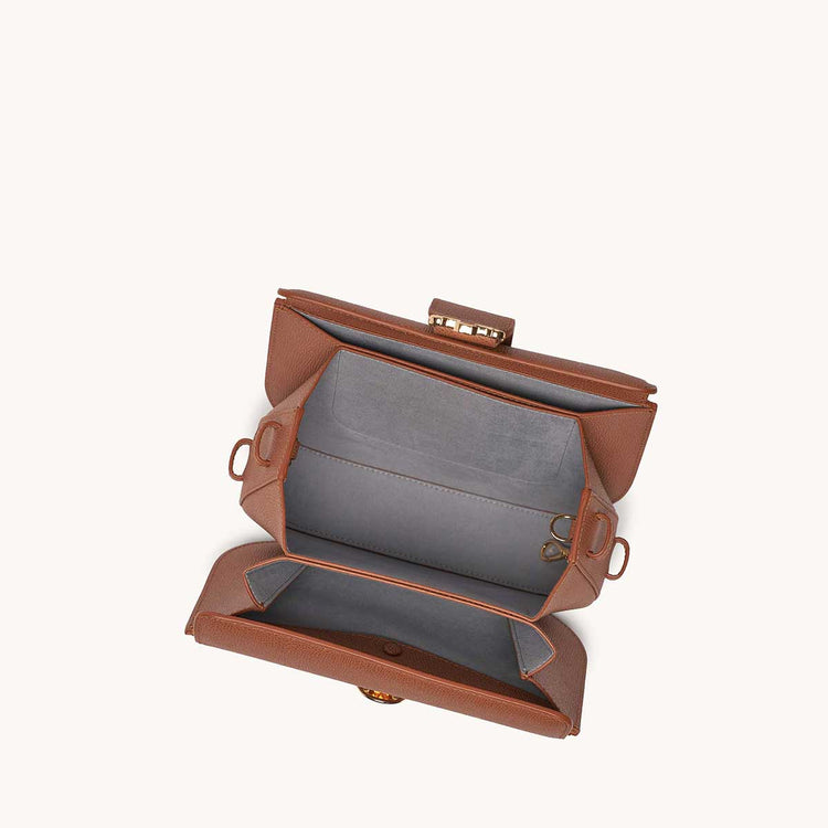 cadence crossbody pebbled chestnut interior view