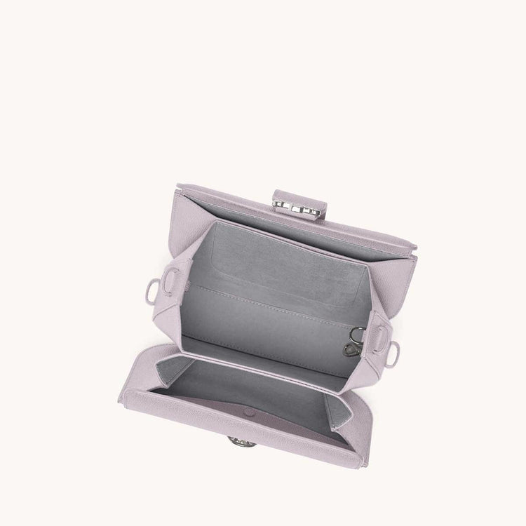 cadence crossbody pebbled lavender interior view