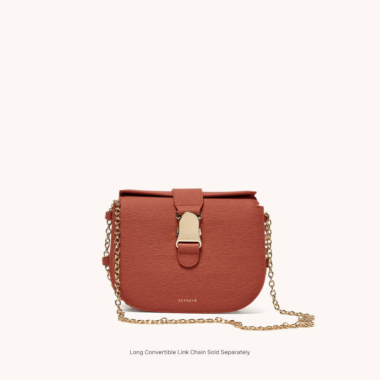 cadence crossbody vegan terra canyon front view with gold chain