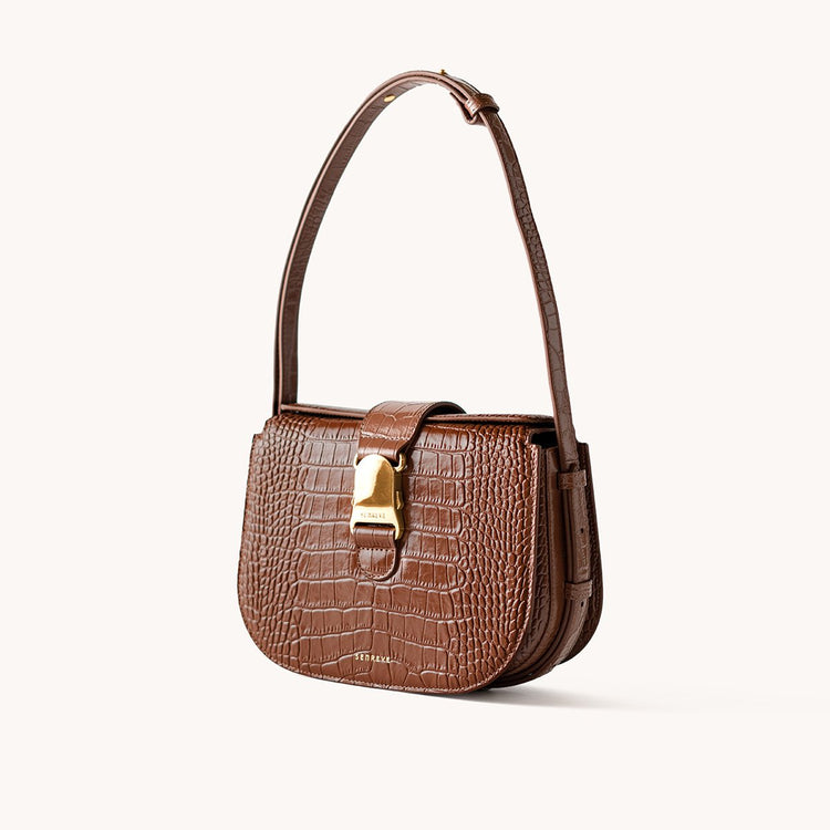 cadence crossbody vegan amica chestnut with gold hardware