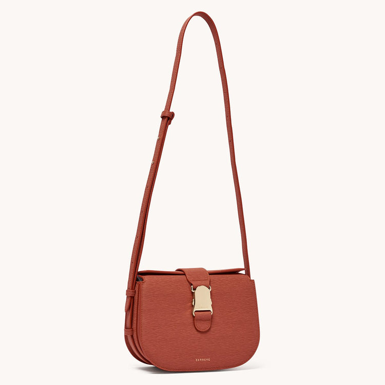 Senreve Cadence Leather Crossbody Shoulder Bag in Chestnut w/ Adjustable  Strap