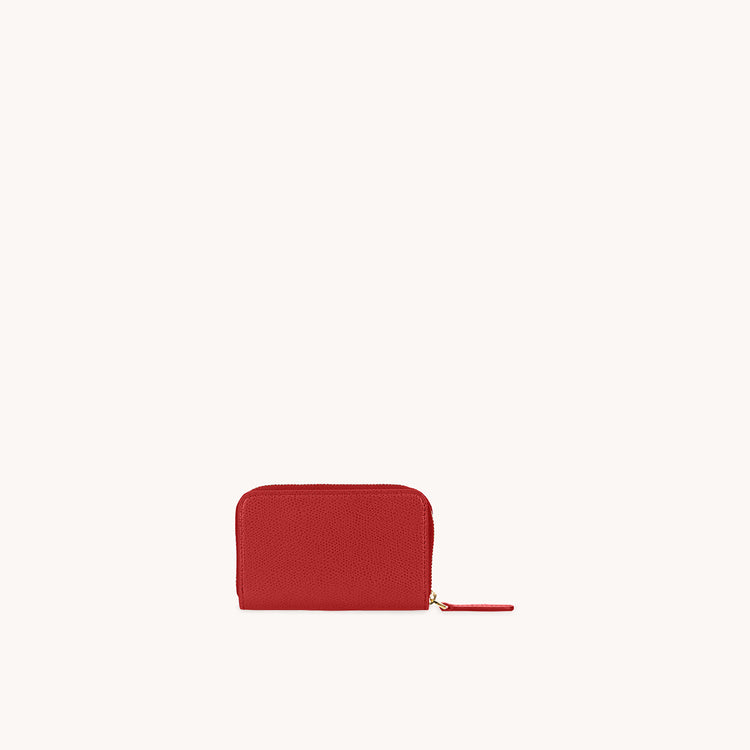 card wallet pebbled scarlet back view