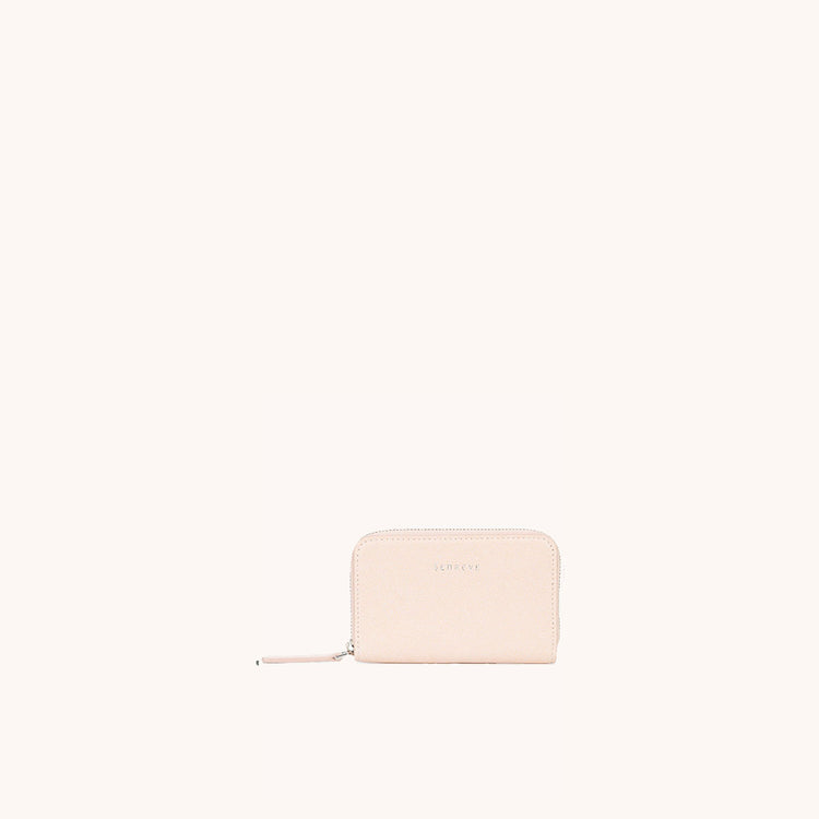 card wallet pebbled blush front view